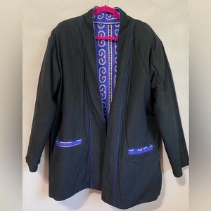 Rare Find VTG Reversible Cross Stitch Tribal Bohemian Heavy Winter Jacket Purple